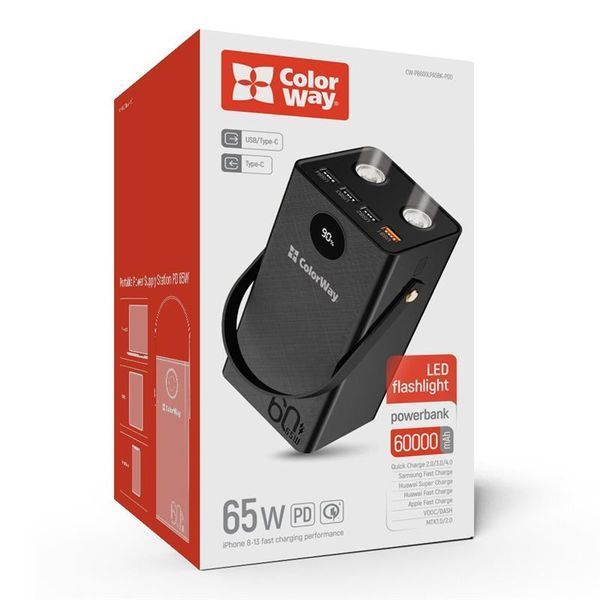 Універсальна мобільна батарея ColorWay Powerful 60000mAh Black (CW-PB600LPA5BK-PDD) CW-PB600LPA5BK-PDD фото