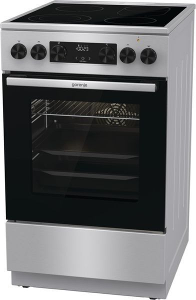 Плита Gorenje електрична склокерамічна, 70л, 50x60см, дисплей, програматор, нерж GECS5C70XA фото