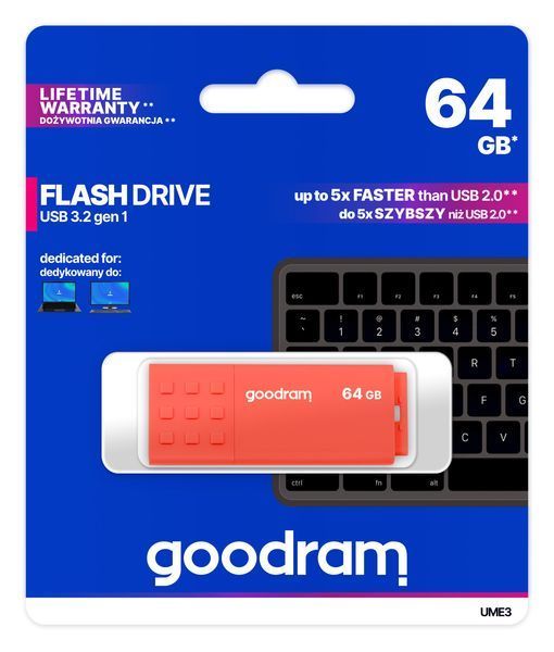 Флеш-накопичувач USB3.2 64GB Goodram UME3 Orange (UME3-0640O0R11) UME3-0640O0R11 фото