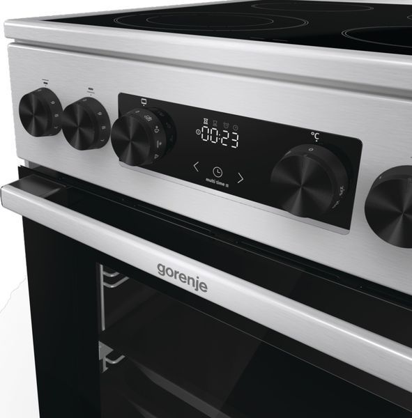Плита Gorenje електрична склокерамічна, 70л, 50x60см, дисплей, програматор, нерж GECS5C70XA фото