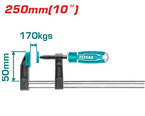 Струбцина TOTAL THT1320503 столярна, стиснення 250мм, 170кг THT1320503 фото