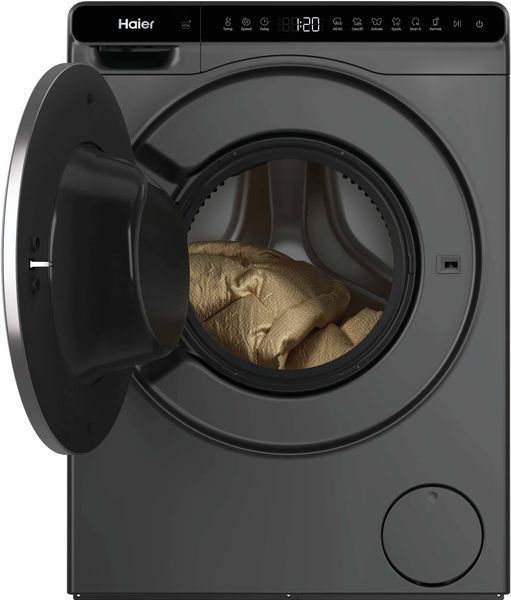 Пральна машина Haier фронтальна, 5кг, 1200, A, 42.3см, дисплей, інвертор, люк чорний, Wi-Fi, висота 70см, cріблястий HW50-BP12307GU1S фото