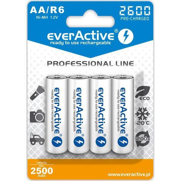 Акумулятор everActive AA/HR06 Ni-MH 2600mAh BL 4шт EVHRL6-2600 фото