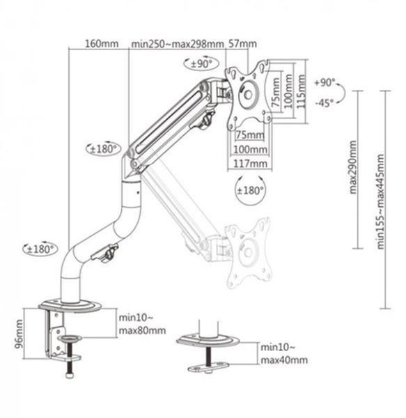Кронштейн Gembird MA-DA1-02 (VESA100х100) MA-DA1-02 фото
