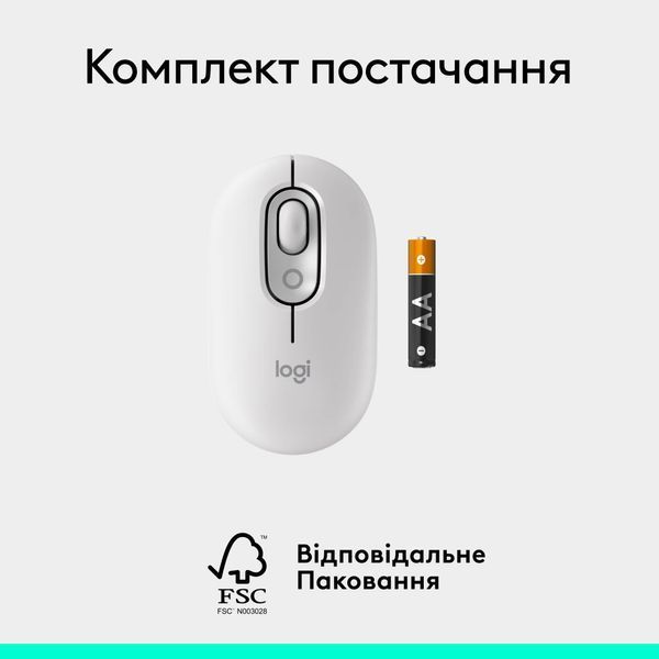 Миша бездротова Logitech Pop Mouse with Emoji Off-White (910-007411) 910-007411 фото