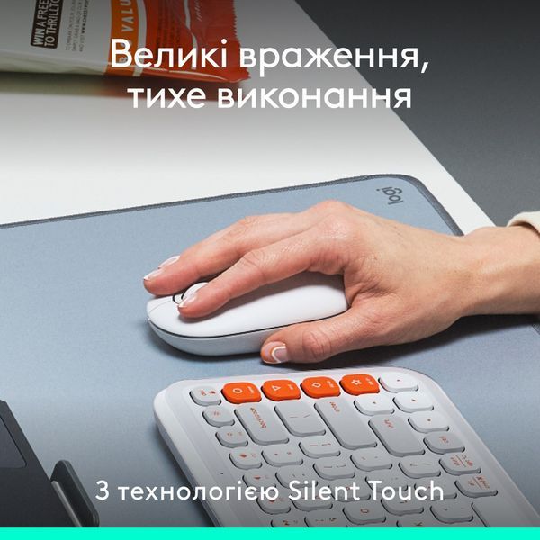 Миша бездротова Logitech Pop Mouse with Emoji Off-White (910-007411) 910-007411 фото
