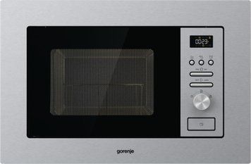 Піч Gorenje мікрохвильова, вбудовувана, 20л, 800Вт, гриль, дисплей, нерж BM201AG1X фото