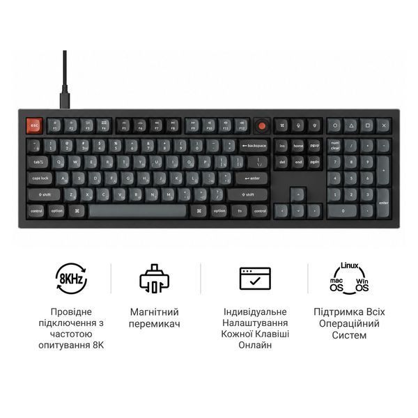 Клавіатура Keychron V6 8K Keychron Super Red Switch Black RGB (V6W-D1-UA) V6W-D1-UA фото