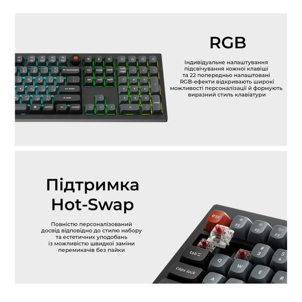 Клавіатура Keychron V6 8K Keychron Super Red Switch Black RGB (V6W-D1-UA) V6W-D1-UA фото