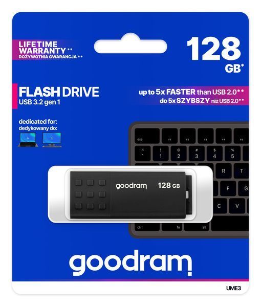 Флеш-накопичувач USB3.2 128GB Goodram UME3 Black (UME3-1280K0R11) UME3-1280K0R11 фото