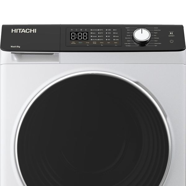 Прально-сушильна машина Hitachi фронтальна, 8(5)кг, 1400, A, 60см, дисплей, пара, інвертор, білий BD-D802HVOW фото