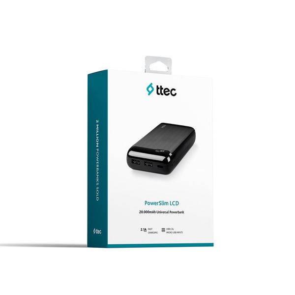 Універсальна мобільна батарея Ttec 20000mAh PowerSlim Black (2BB184S) 2BB184S фото