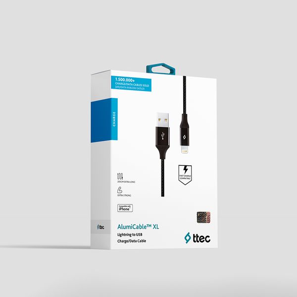 Кабель Ttec USB - Lightning (M/M), AlumiCable, 2 м, Black (2DK19S) 2DK19S фото