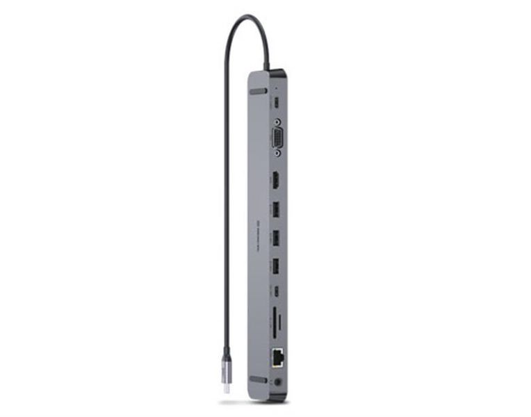 Концентратор REAL-EL CQ-1000 USB3.0х3/USB-C/HDMI/VGA/RJ45/SD/TF/3.5 mm audio, 0.4m, Space Grey EL123110005 фото