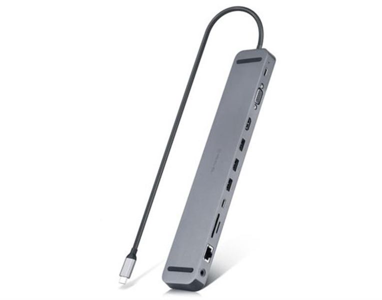 Концентратор REAL-EL CQ-1000 USB3.0х3/USB-C/HDMI/VGA/RJ45/SD/TF/3.5 mm audio, 0.4m, Space Grey EL123110005 фото