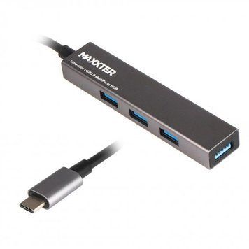 Концентратор USB Type-C Maxxter 4хUSB3.0 Dark Grey (HU3C-4P-02) HU3C-4P-02 фото