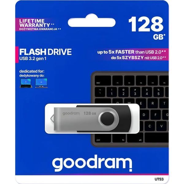 Флеш-накопичувач USB3.2 128GB Goodram UTS3 (Twister) Black (UTS3-1280K0R11) UTS3-1280K0R11 фото
