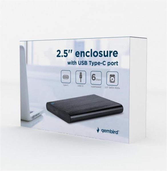 Зовнішня кишеня Gembird SATA HDD 2.5", USB 3.1, алюміній, Black (EE2-U3S-6) EE2-U3S-6 фото