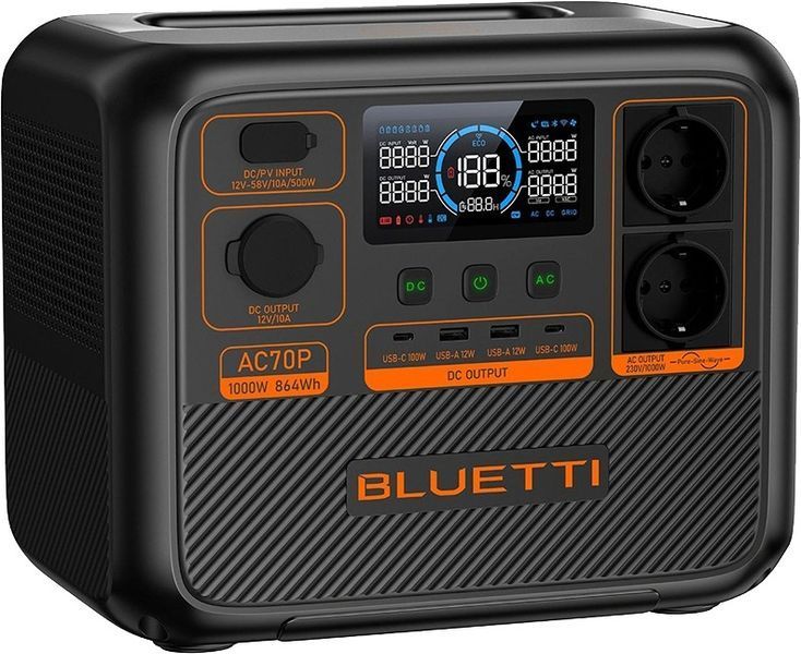 Зарядна станція Bluetti AC70P, 864Wh, 1000W, LiFePO4 AC70P фото
