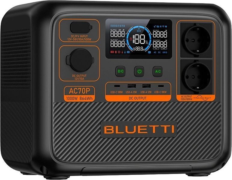 Зарядна станція Bluetti AC70P, 864Wh, 1000W, LiFePO4 AC70P фото