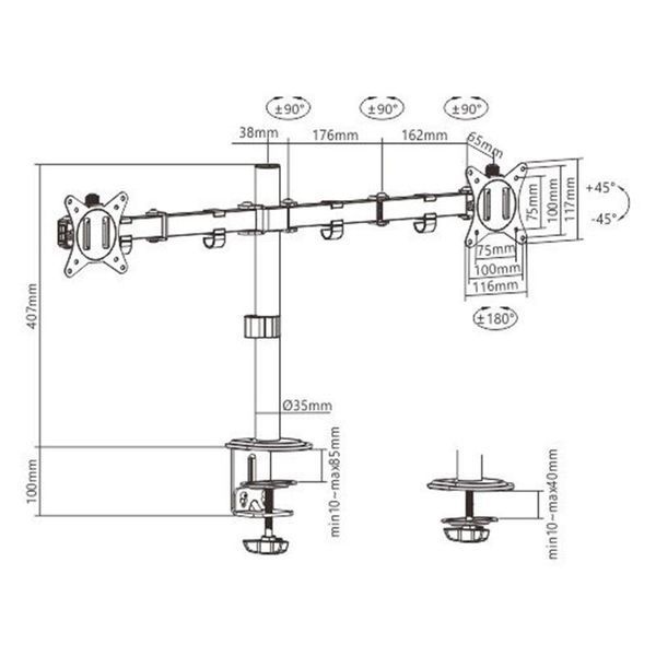 Кронштейн Gembird MA-D2-01 (VESA100х100) MA-D2-01 фото