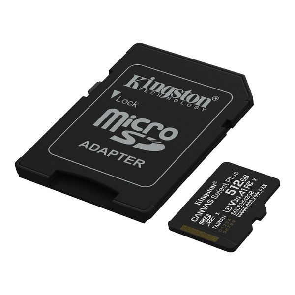 Карта пам`яті MicroSDXC 512GB UHS-I Class 10 Kingston Canvas Select Plus R150MB/s + SD-адаптер (SDCS3/512GB) SDCS3/512GB фото