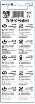 Батарейка everActive LR44 BL 10шт HQ-2969/5902020523291 фото