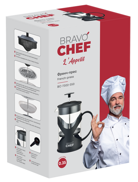 Френч-прес Bravo Chef L`Appetit, 0.35 л BC-7302-350 BC-7302-350 фото