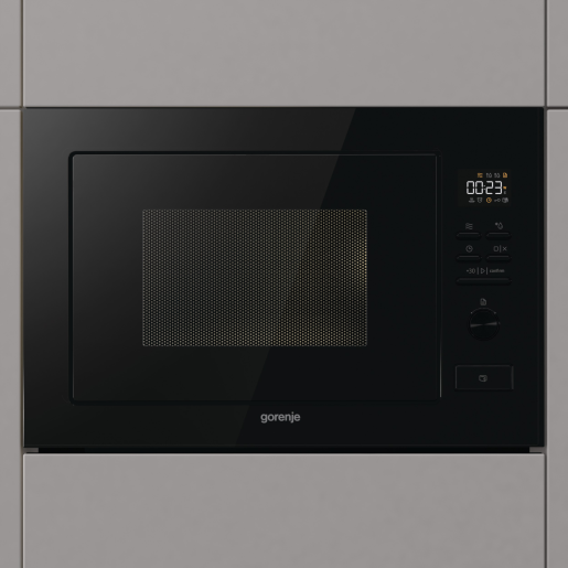 Мікрохвильова піч Gorenje вбудовувана, 25л, електр. управл., 900Вт, гриль, дисплей, чорний BM251M2BG фото