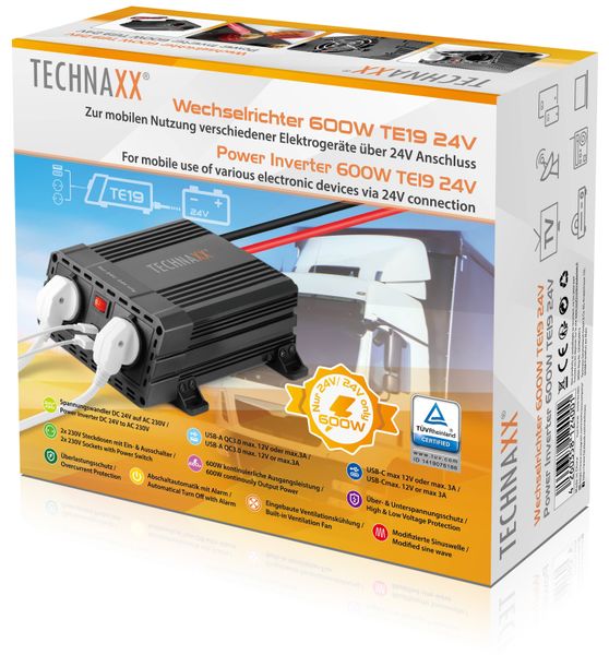 Автомобільний інвертор Technaxx TE19 Power Inverter 600W 24V 4895-TECHNAXX 4895-TECHNAXX фото