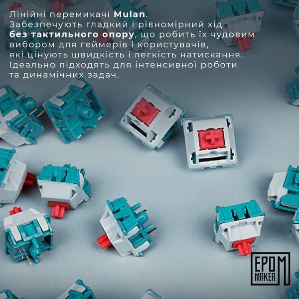 Клавіатура бездротова Epomaker EP64 60% Mulan Switch Hot-Swap (2.4G/BT/USB) RGB UA White (EP64-W-M) EP64-W-M фото