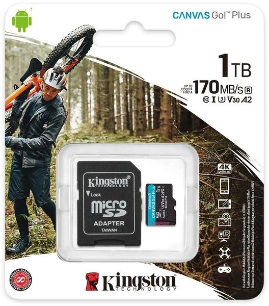 Карта пам`яті MicroSDXC 1TB UHS-I/U3 Class 10 Kingston Canvas Go! Plus R170/W90MB/s + SD-адаптер (SDCG3/1TB) SDCG3/1TB фото