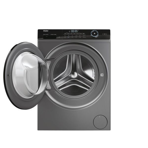 Прально-сушильна машина Haier фронтальна, 8(5)кг, 1400, A, 46см, дисплей, пара, інвертор, люк чорний, прямий привід, cріблястий HWD80-B14959S8U1 фото