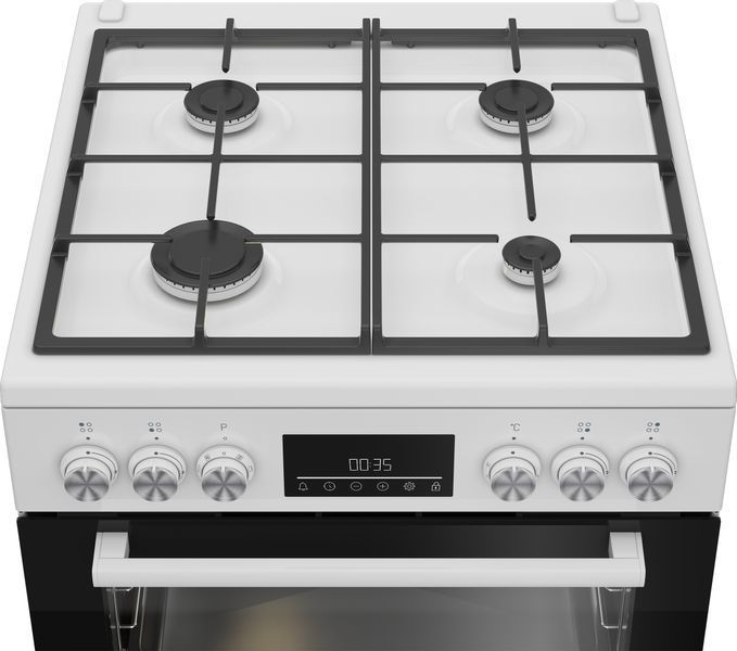 Плита Beko комбінована, 72л, 60x60см, конвекція, дисплей, телескопічні направляючі, білий FBM62330GWDTN фото