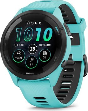 Смарт-годинник Garmin Forerunner 265 Black Bezel with Aqua Case and Aqua/Black Silicone Band (010-02810-52) 010-02810-52 фото