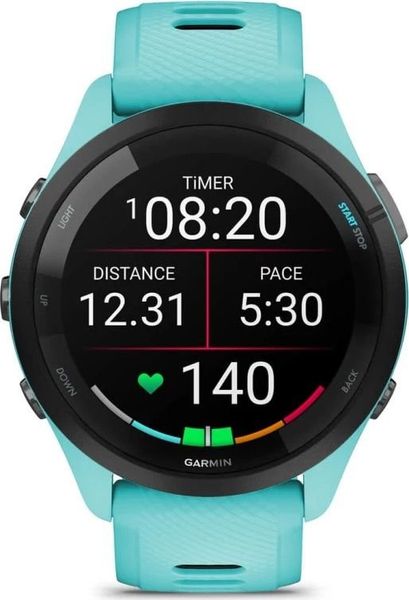 Смарт-годинник Garmin Forerunner 265 Black Bezel with Aqua Case and Aqua/Black Silicone Band (010-02810-52) 010-02810-52 фото