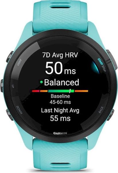 Смарт-годинник Garmin Forerunner 265 Black Bezel with Aqua Case and Aqua/Black Silicone Band (010-02810-52) 010-02810-52 фото