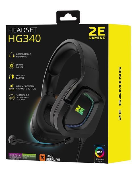 Гарнітура 2E Gaming HG340 RGB 7.1 Black (2E-HG340BK-7.1) 2E-HG340BK-7.1 фото