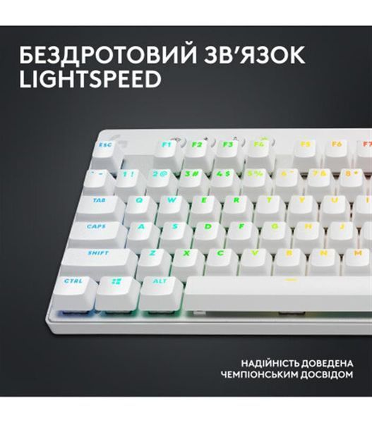 Клавiатура бездротова Logitech G PRO X TKL Lightspeed White Tactile (920-012148) 920-012148 фото