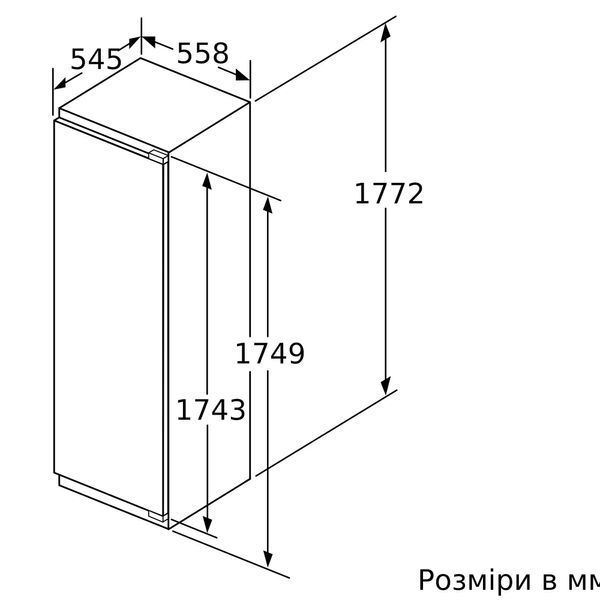 Морозильна камера Bosch вбудована, 177x55x55, 212л, 1дв., E, NF, білий GIN81VEE0 фото