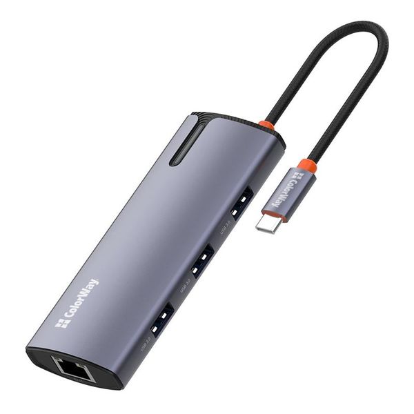 Док-станція СolorWay USB-C 6-в-1 Type C PD 100W/USB3.0х3/USB2.0/RJ45 (CW-HUB03) CW-HUB03 фото