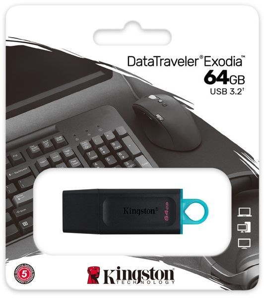 Флеш-накопичувач USB3.2 64GB Kingston DataTraveler Exodia Black/Teal (DTX/64GB) DTX/64GB фото