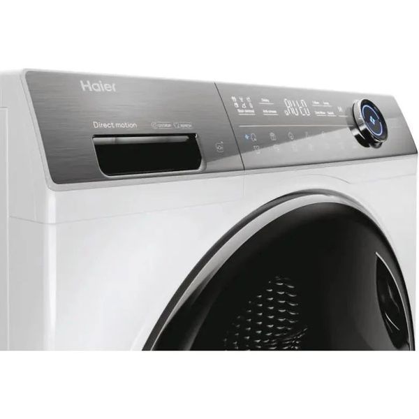 Пральна машина Haier фронтальна, 12кг, 1400, A+++, 60см, дисплей, пара, інвертор, люк чорний, прямий привід, білий HW120G-B14979U1S фото