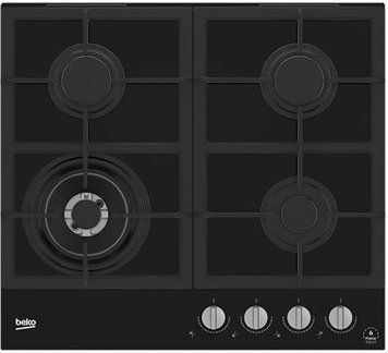 Варильна поверхня Beko газова на склі, 60см, чавун, чорний HILW64325SB фото