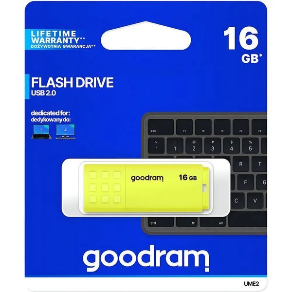 Флеш-накопичувач USB2.0 16GB Goodram UME2 Yellow (UME2-0160Y0R11) UME2-0160Y0R11 фото