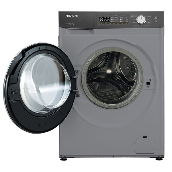 Прально-сушильна машина Hitachi фронтальна, 8(5)кг, 1400, A, 60см, дисплей, пара, інвертор, cріблястий BD-D802HVOS фото