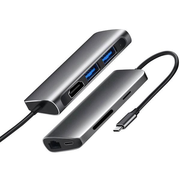 Док-станція ProLogix (PR-WUC-105B) 7 in 1 USB3.1 Type C to HDMI+2*USB3.0+PD+Lan+TF+SD PR-WUC-105B фото