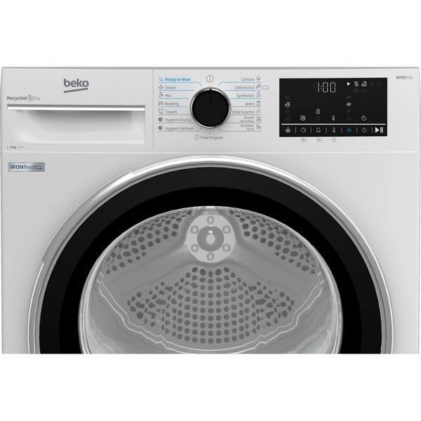 Сушильна машина Beko тепловий насос, 9кг, A++, 60см, дисплей, підсвітка барабану, білий B5T69233 фото