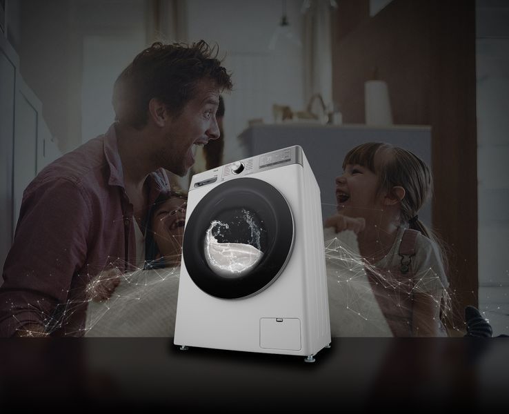 Прально-сушильна машина LG фронтальна, 9(5)кг, 1200, А, 48см, дисплей, пара, інвертор, EcoHybrid, білий F2R9FC2E фото